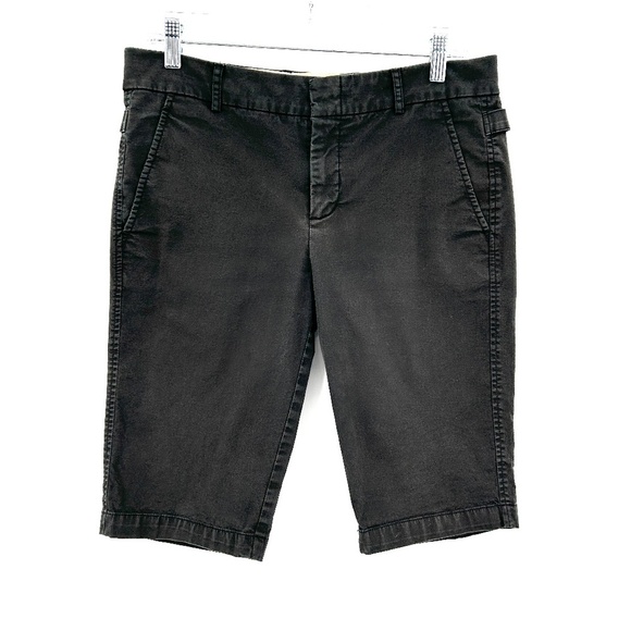 VINCE Women's Dark Gray Side Buckle Cotton Elastane Bermuda Shorts Size 6 - Picture 1 of 6